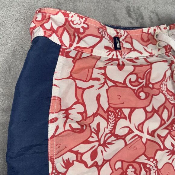 Vineyard Vines Board Shorts Trunks Mens Size 34 Floral Whale Print Hawaiian - Picture 4 of 8